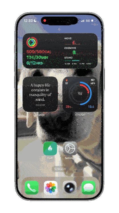 A hand pressing the iPhone Action Button to trigger Easy Out.